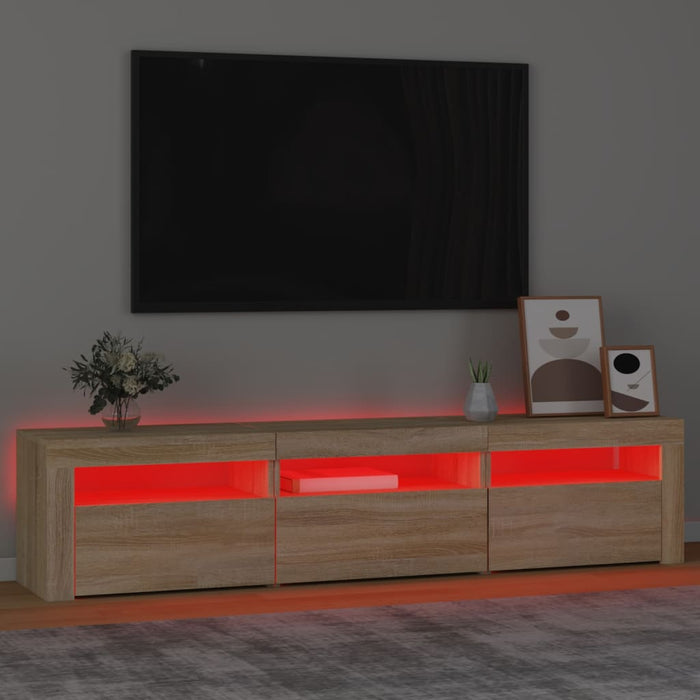 Comodă TV cu lumini LED, stejar sonoma, 180x35x40 cm