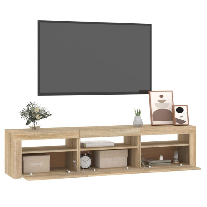 Comodă TV cu lumini LED, stejar sonoma, 180x35x40 cm