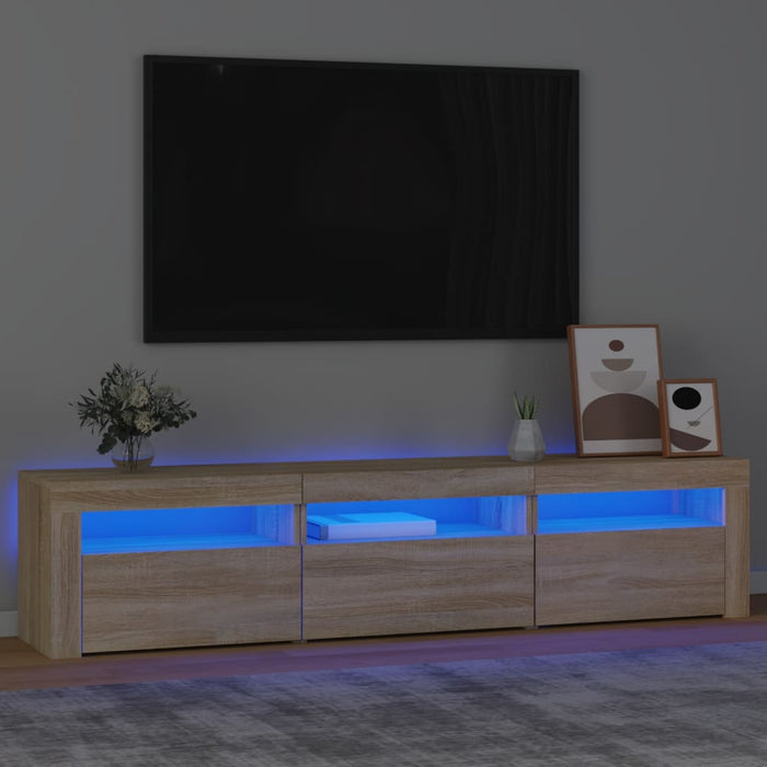 Comodă TV cu lumini LED, stejar sonoma, 180x35x40 cm