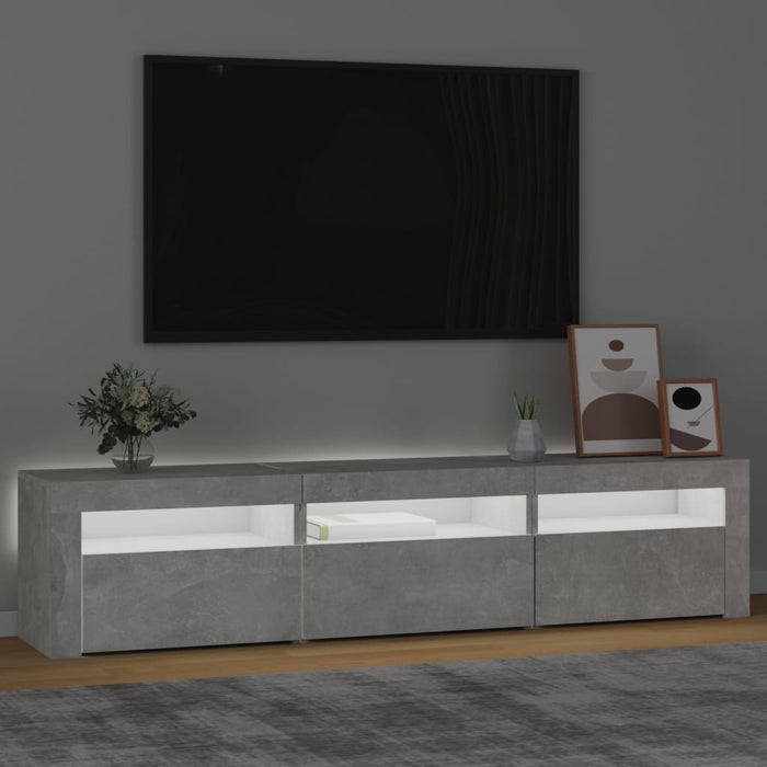 Comodă TV cu lumini LED, gri beton, 180x35x40 cm