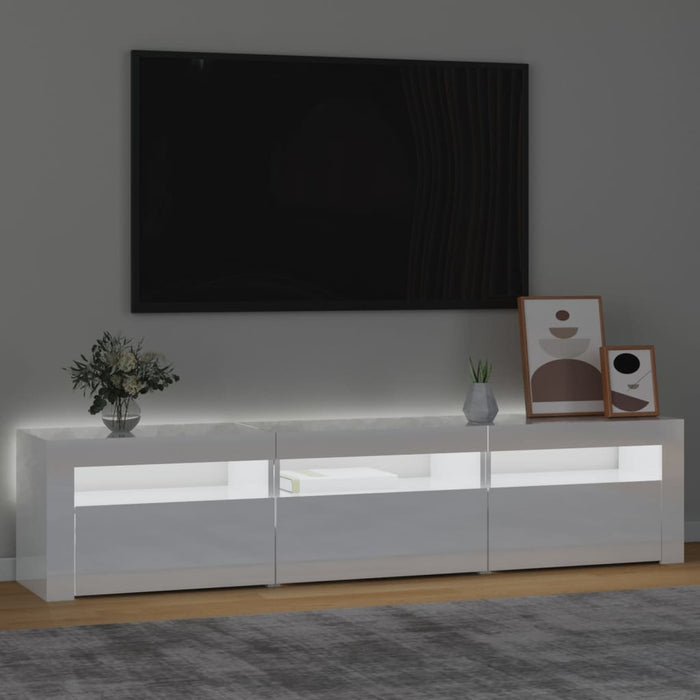 Comodă TV cu lumini LED, alb extralucios, 180x35x40 cm