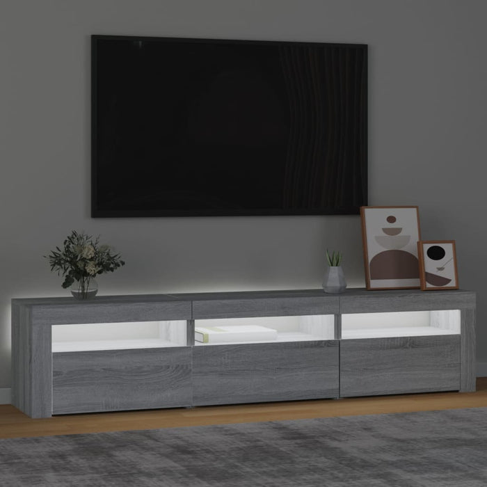 Comodă TV cu lumini LED, gri sonoma, 180x35x40 cm