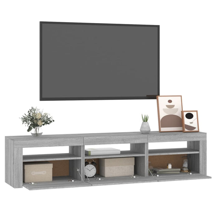 Comodă TV cu lumini LED, gri sonoma, 180x35x40 cm