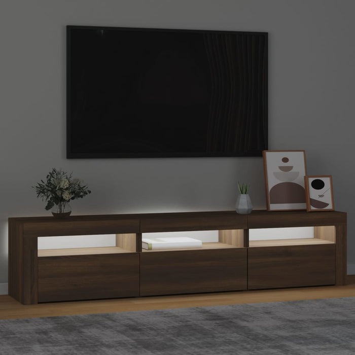 Comodă TV cu lumini LED, stejar maro, 180x35x40 cm