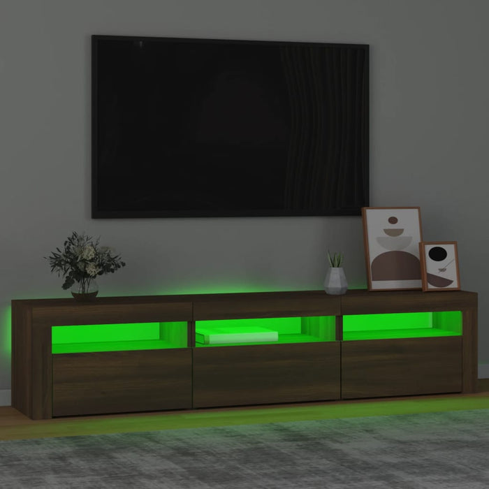 Comodă TV cu lumini LED, stejar maro, 180x35x40 cm