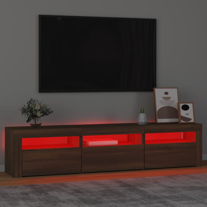 Comodă TV cu lumini LED, stejar maro, 180x35x40 cm