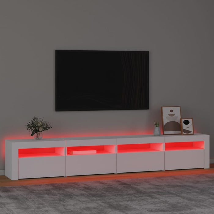 Comodă TV cu lumini LED, alb, 240x35x40 cm