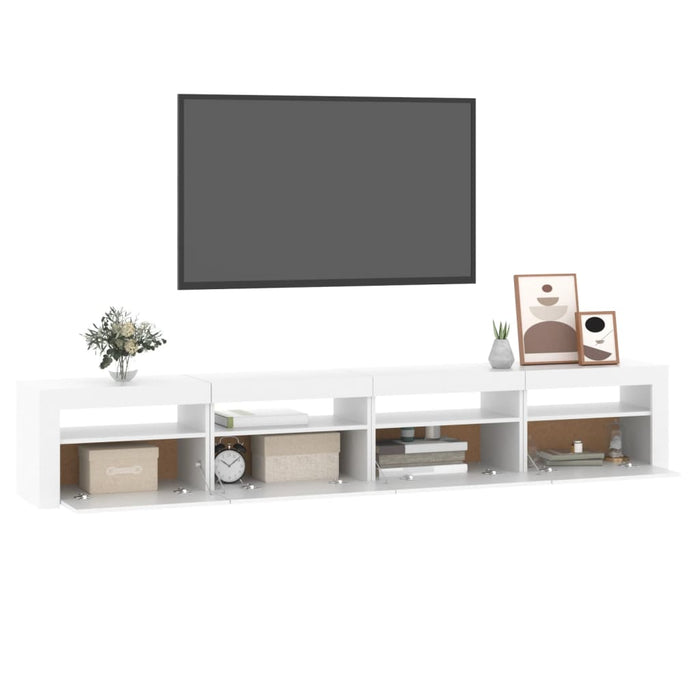 Comodă TV cu lumini LED, alb, 240x35x40 cm