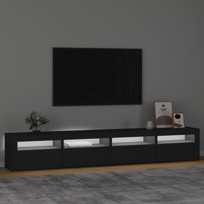 Comodă TV cu lumini LED, negru, 240x35x40cm