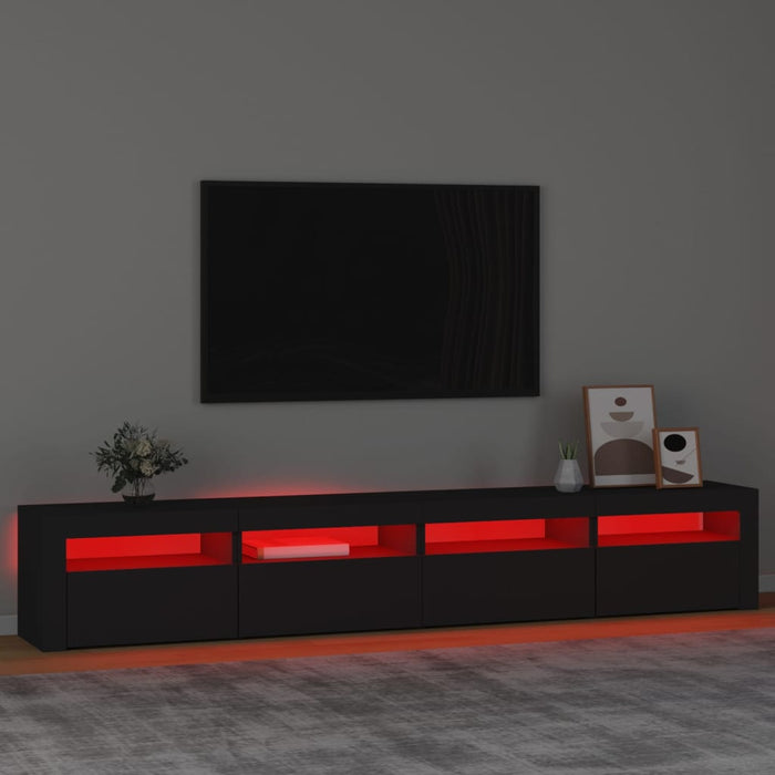 Comodă TV cu lumini LED, negru, 240x35x40cm