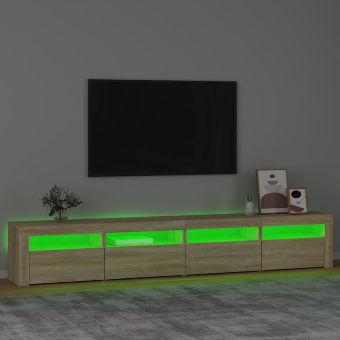 Comodă TV cu lumini LED, stejar sonoma, 240x35x40cm