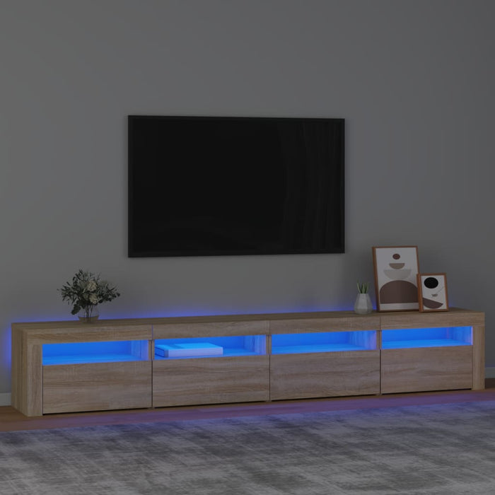 Comodă TV cu lumini LED, stejar sonoma, 240x35x40cm