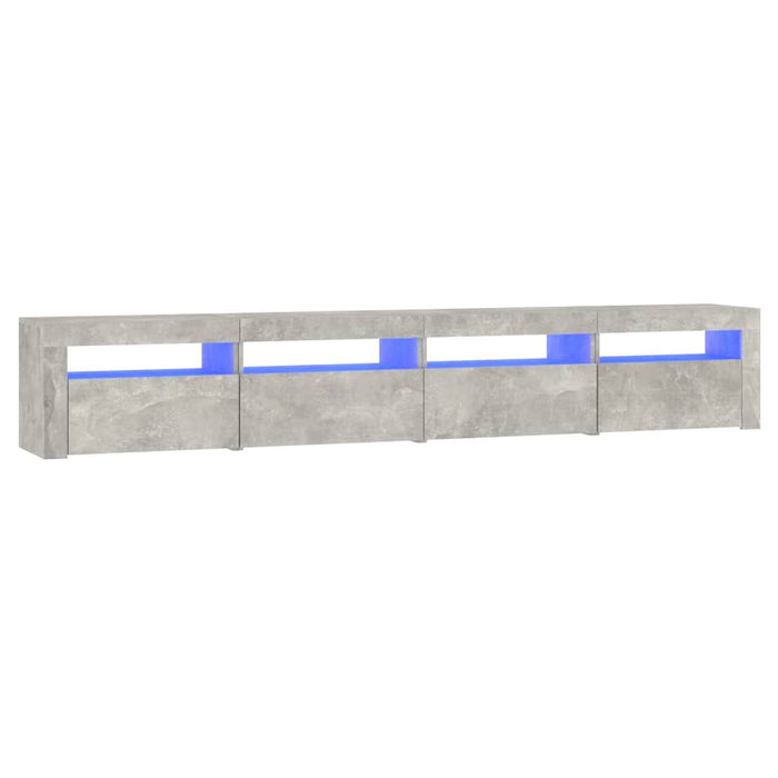 Comodă TV cu lumini LED, gri beton, 240x35x40 cm