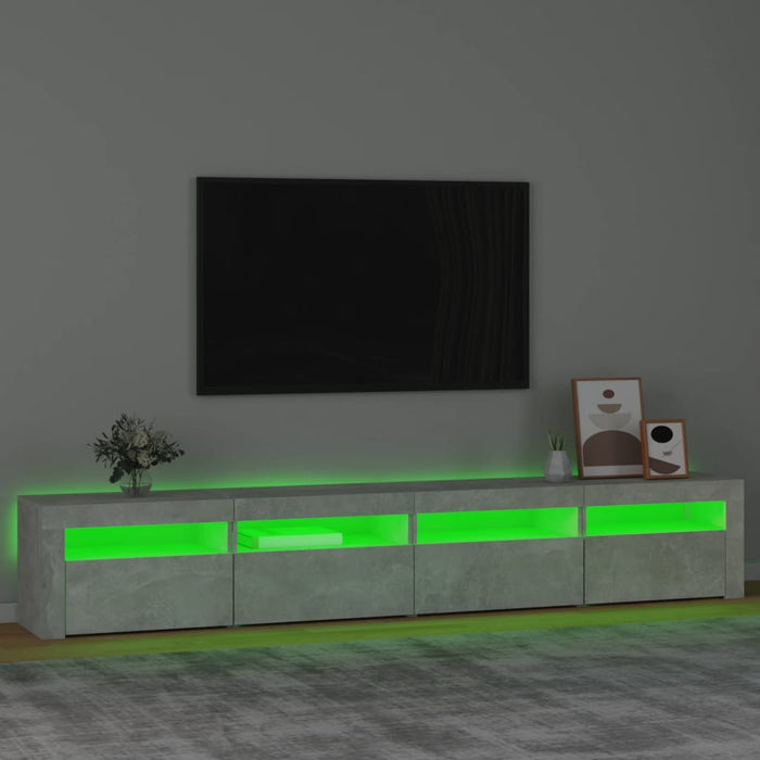 Comodă TV cu lumini LED, gri beton, 240x35x40 cm