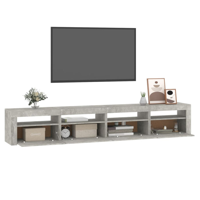 Comodă TV cu lumini LED, gri beton, 240x35x40 cm