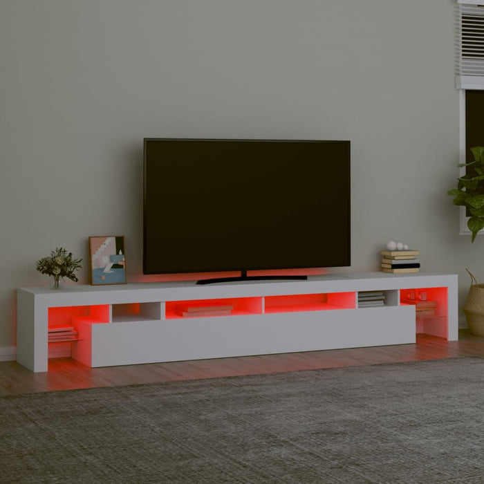 Comodă TV cu lumini LED, alb, 260x36,5x40cm