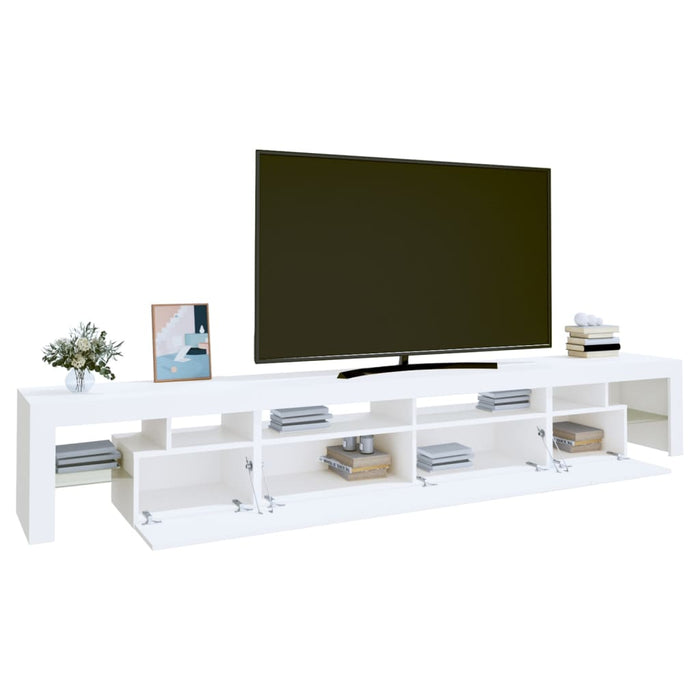 Comodă TV cu lumini LED, alb, 260x36,5x40cm