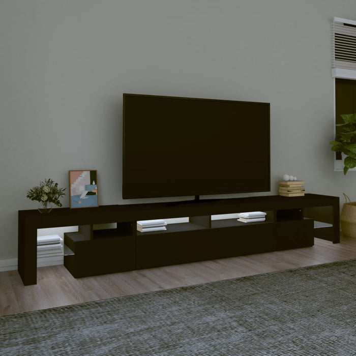 Comodă TV cu lumini LED, negru, 260x36,5x40cm