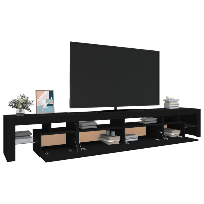 Comodă TV cu lumini LED, negru, 260x36,5x40cm