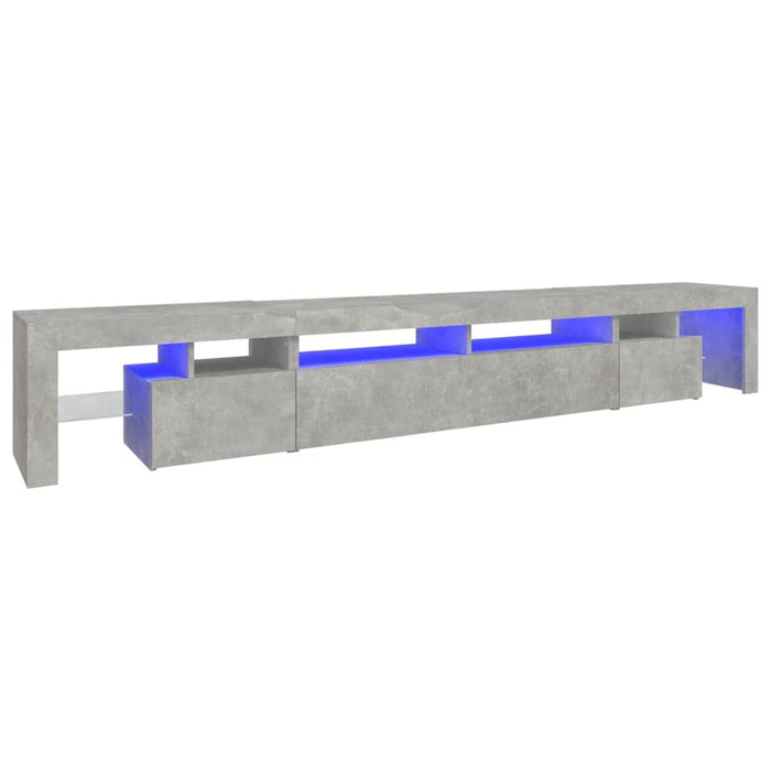 Comodă TV cu lumini LED, gri beton, 260x36,5x40cm