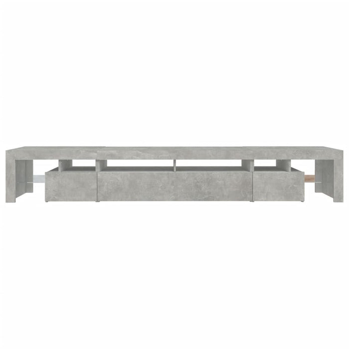 Comodă TV cu lumini LED, gri beton, 260x36,5x40cm