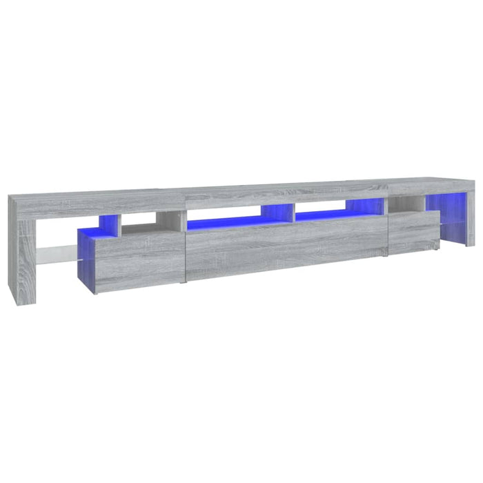 Comodă TV cu lumini LED, gri sonoma, 260x36,5x40cm