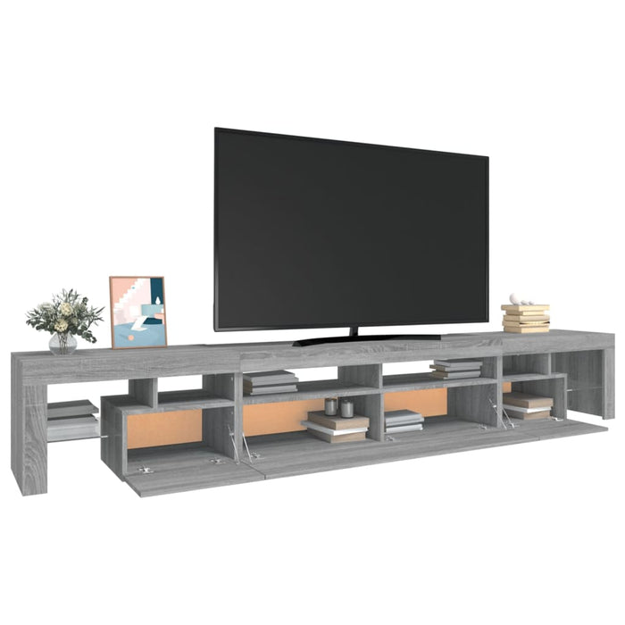 Comodă TV cu lumini LED, gri sonoma, 260x36,5x40cm