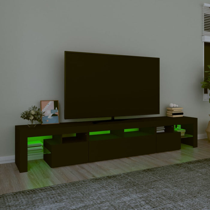 Comodă TV cu lumini LED, negru, 230x36,5x40 cm