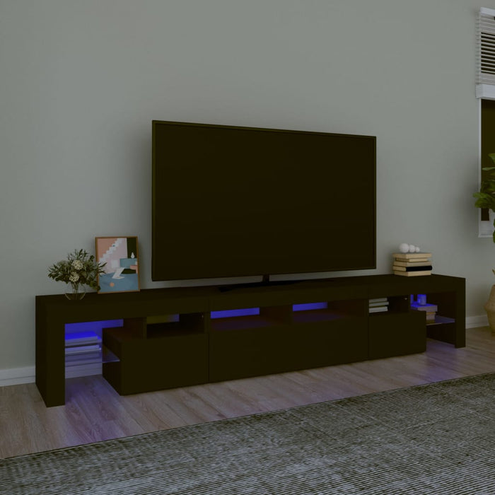 Comodă TV cu lumini LED, negru, 230x36,5x40 cm