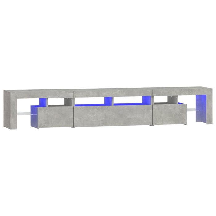 Comodă TV cu lumini LED, gri beton, 230x36,5x40cm