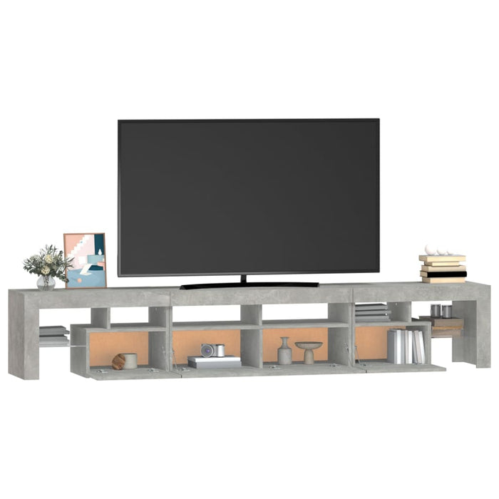 Comodă TV cu lumini LED, gri beton, 230x36,5x40cm