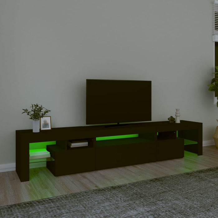 Comodă TV cu lumini LED, negru, 215x36,5x40 cm