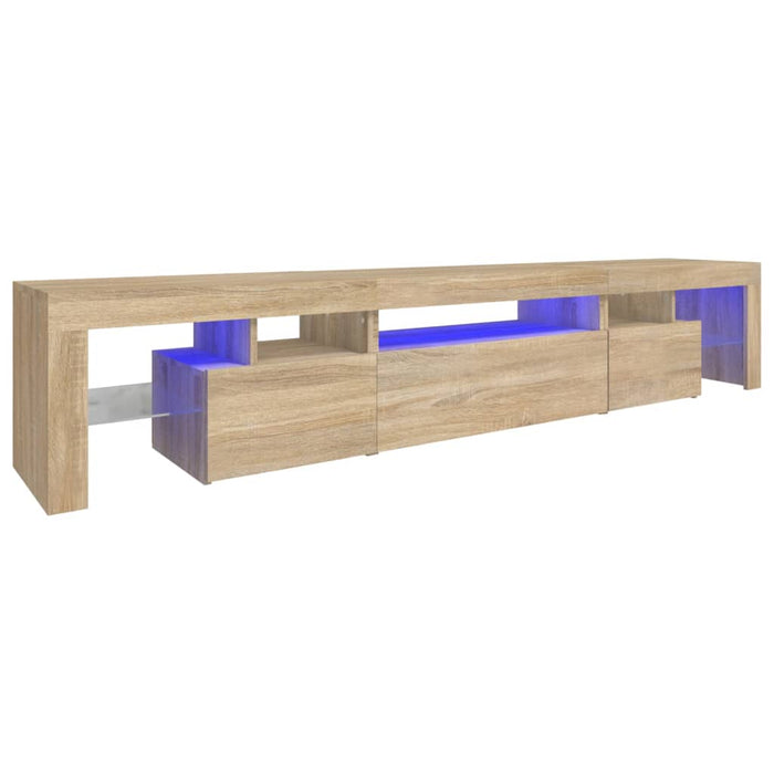 Comodă TV cu lumini LED, stejar sonoma, 215x36,5x40cm