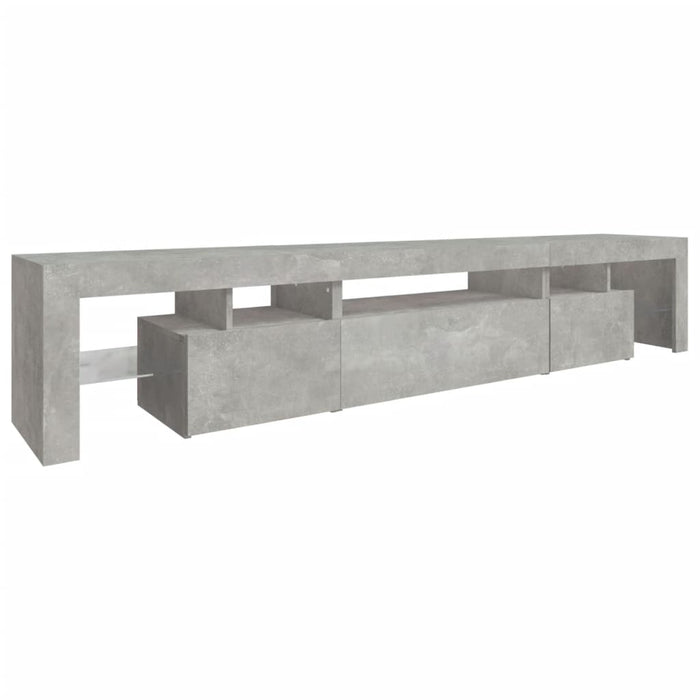 Comodă TV cu lumini LED, gri beton, 215x36,5x40cm