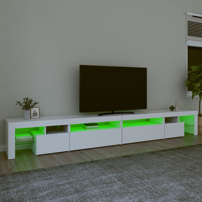 Comodă TV cu lumini LED, alb, 290x36,5x40 cm