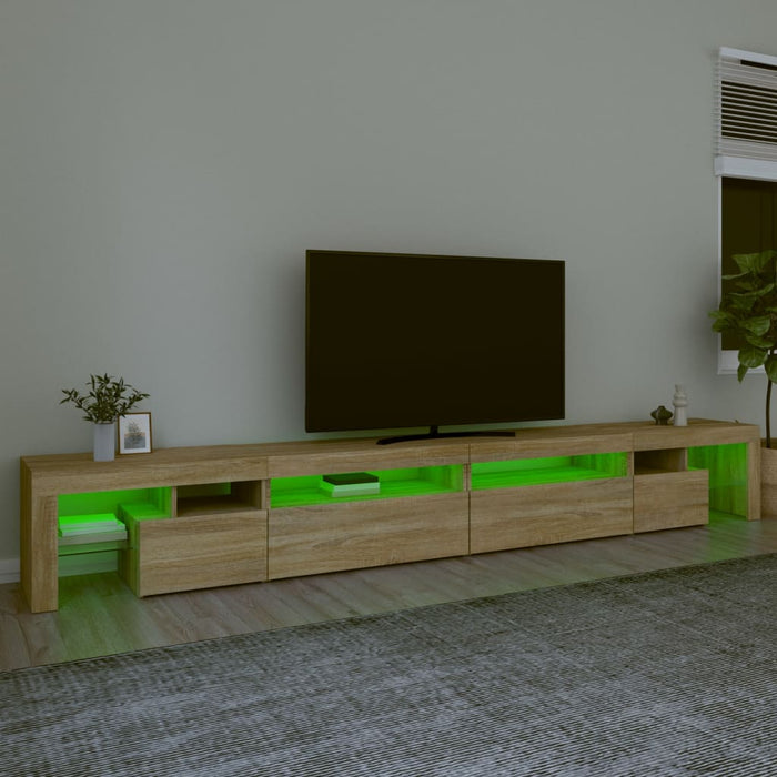 Comodă TV cu lumini LED, stejar sonoma, 290x36,5x40 cm