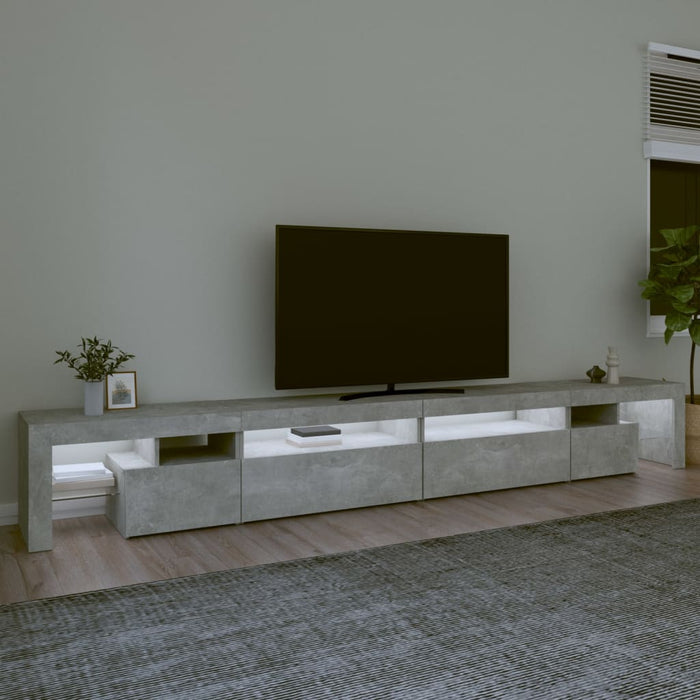 Comodă TV cu lumini LED, gri beton, 290x36,5x40 cm