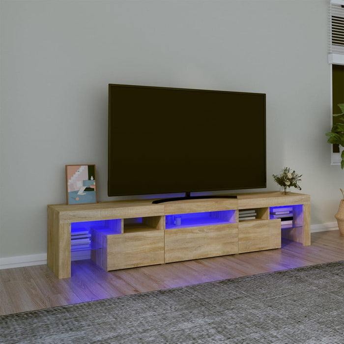 Comodă TV cu lumini LED, stejar sonoma, 200x36,5x40 cm