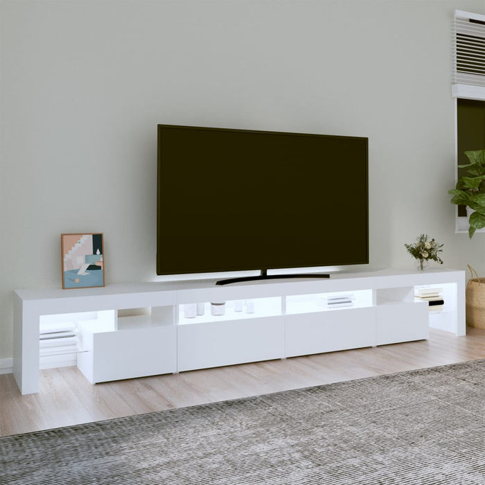 Comodă TV cu lumini LED, alb, 260x36,5x40cm