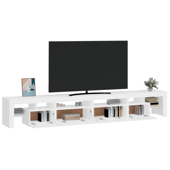 Comodă TV cu lumini LED, alb, 260x36,5x40cm