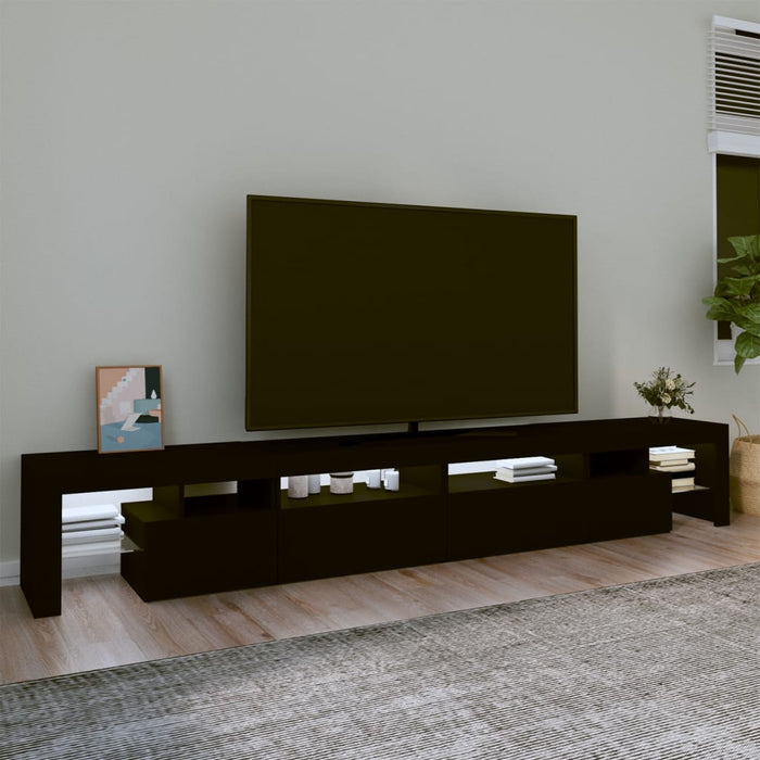 Comodă TV cu lumini LED, negru, 260x36,5x40cm