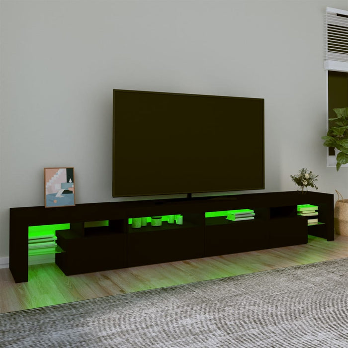 Comodă TV cu lumini LED, negru, 260x36,5x40cm