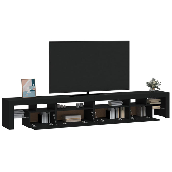 Comodă TV cu lumini LED, negru, 260x36,5x40cm