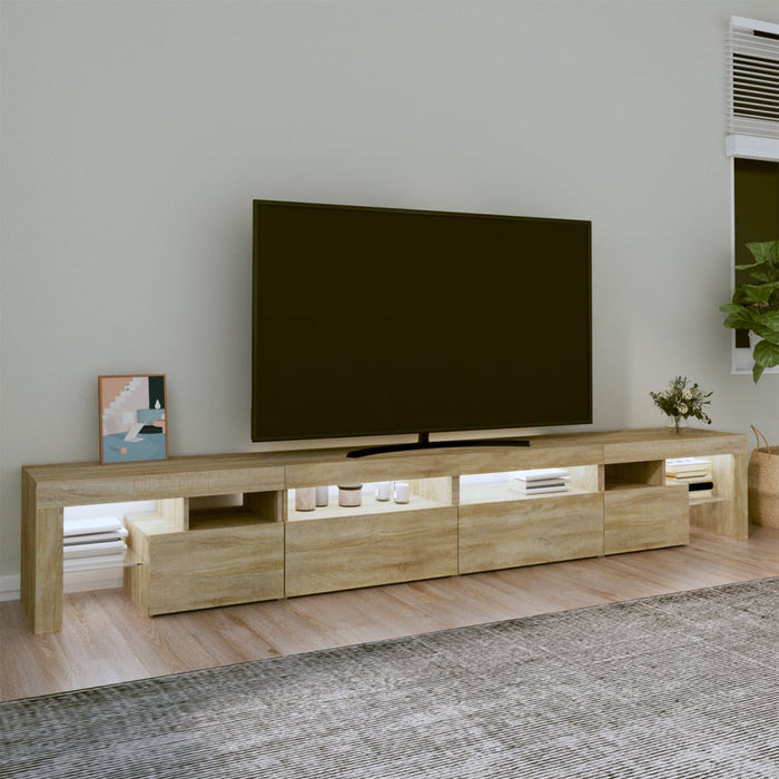 Comodă TV cu lumini LED, stejar sonoma,260x36,5x40cm