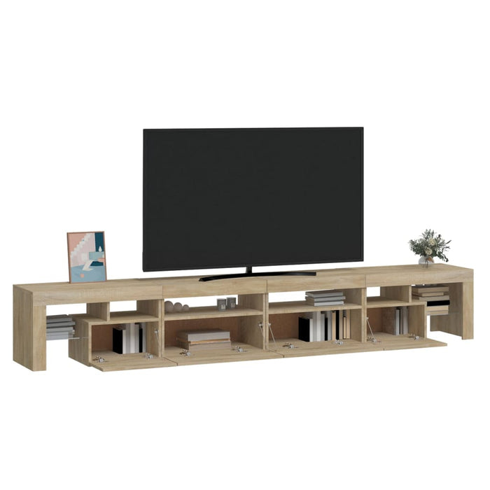 Comodă TV cu lumini LED, stejar sonoma,260x36,5x40cm