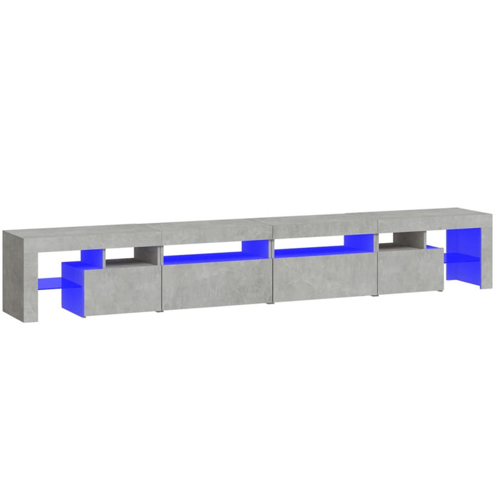 Comodă TV cu lumini LED, gri beton, 260x36,5x40cm