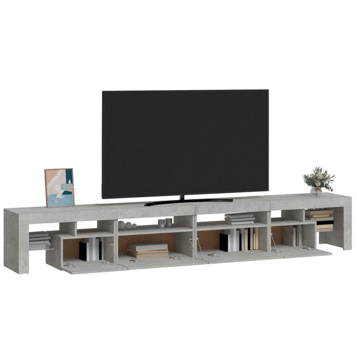 Comodă TV cu lumini LED, gri beton, 260x36,5x40cm