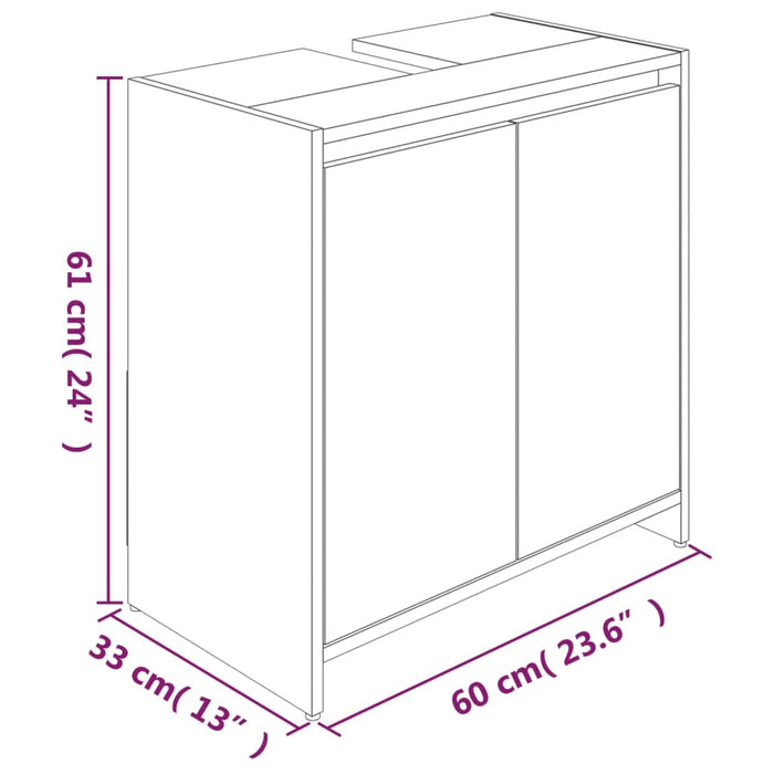 Dulap de baie, stejar maro, 60x33x61 cm, lemn prelucrat