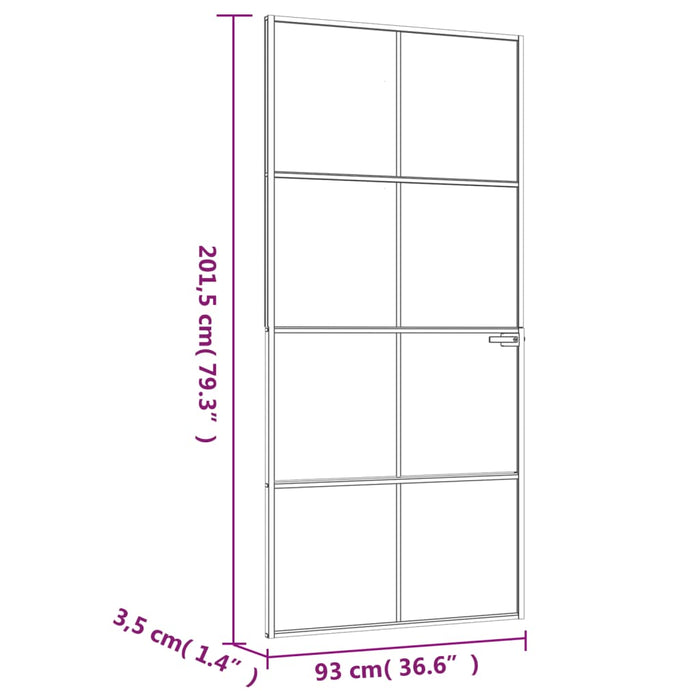 Ușă de interior negru 93x201,5 cm sticlă securiz./aluminiu slim