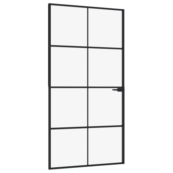 Ușă de interior negru 102x201,5cm sticlă securiz./aluminiu slim